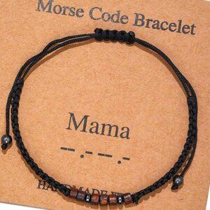 "MAMA" Morse Code Bracelets w/Adjustable String Inspirational Messages
